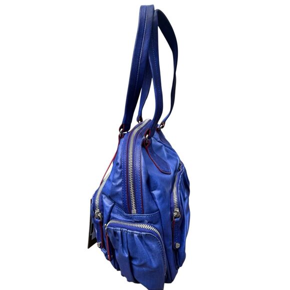 MZ Wallace Cobalt Blue Coated Leather Satchel Shoulder Bag - Picture 12 of 12